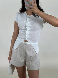 Contrast Waistband Pleated Shorts