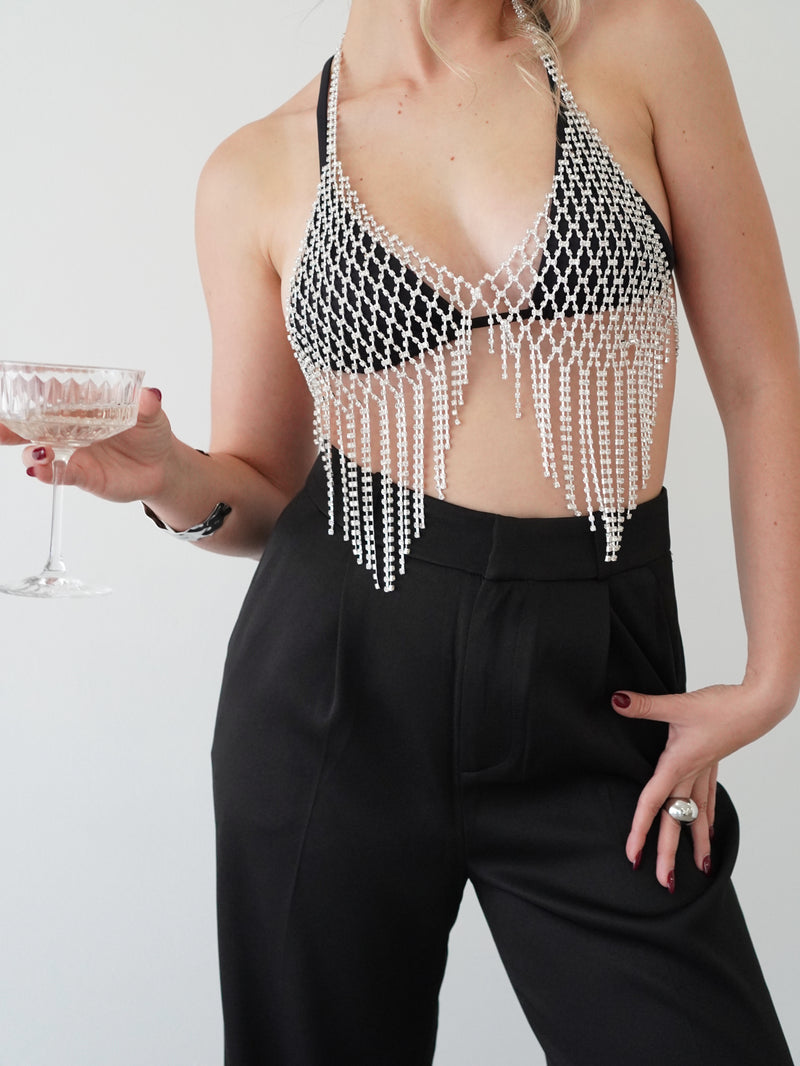 Ebony Fringe Jewel Bralette