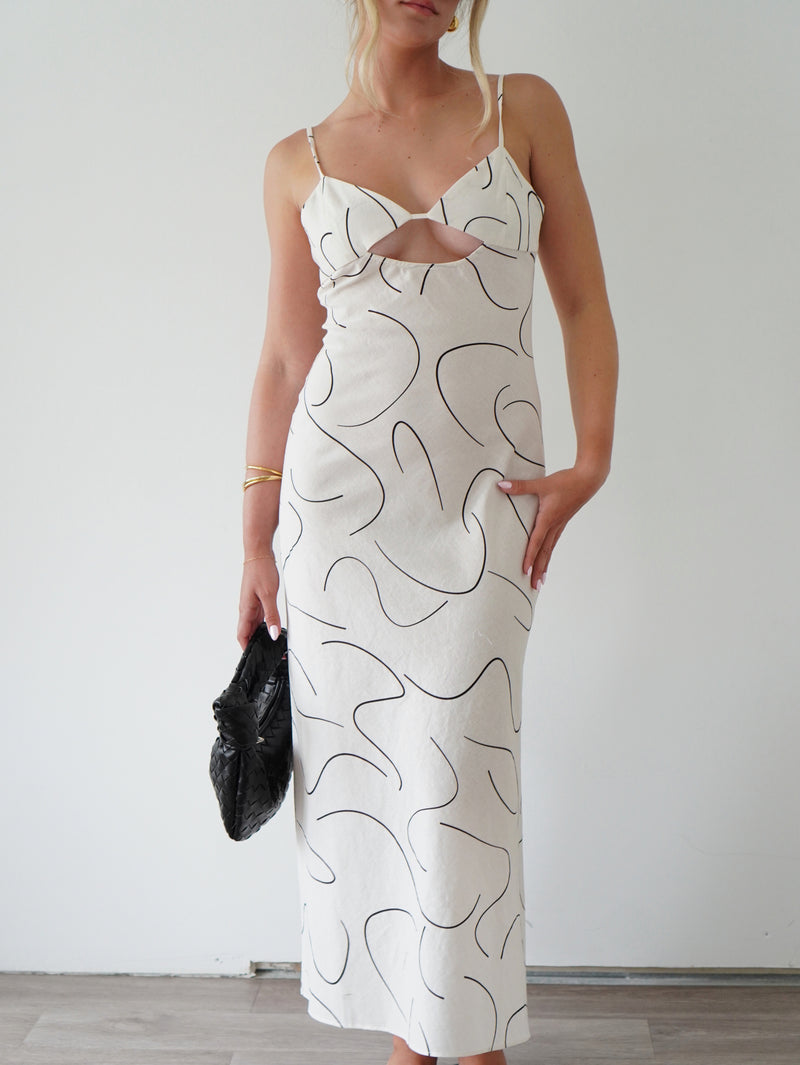 Line Art Linen Midi Dress